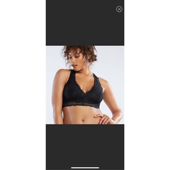 Savage Fenty black lace t-back bralette, size 1X - Picture 4 of 5